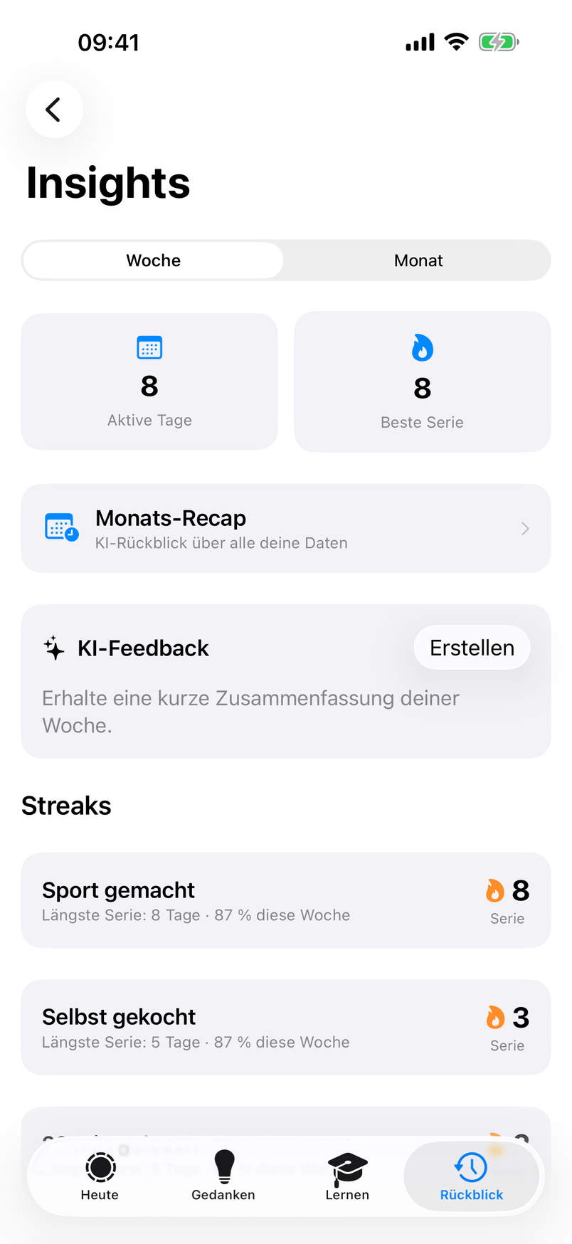 Insights mit Streaks und Heatmap