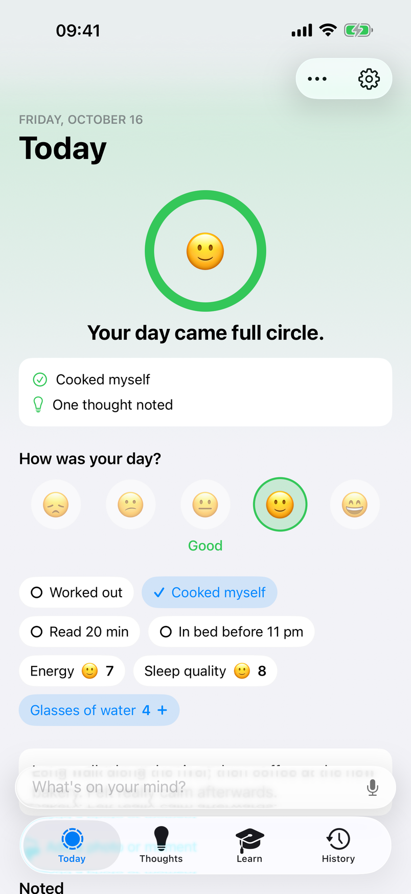 In the evening: your day came full circle.