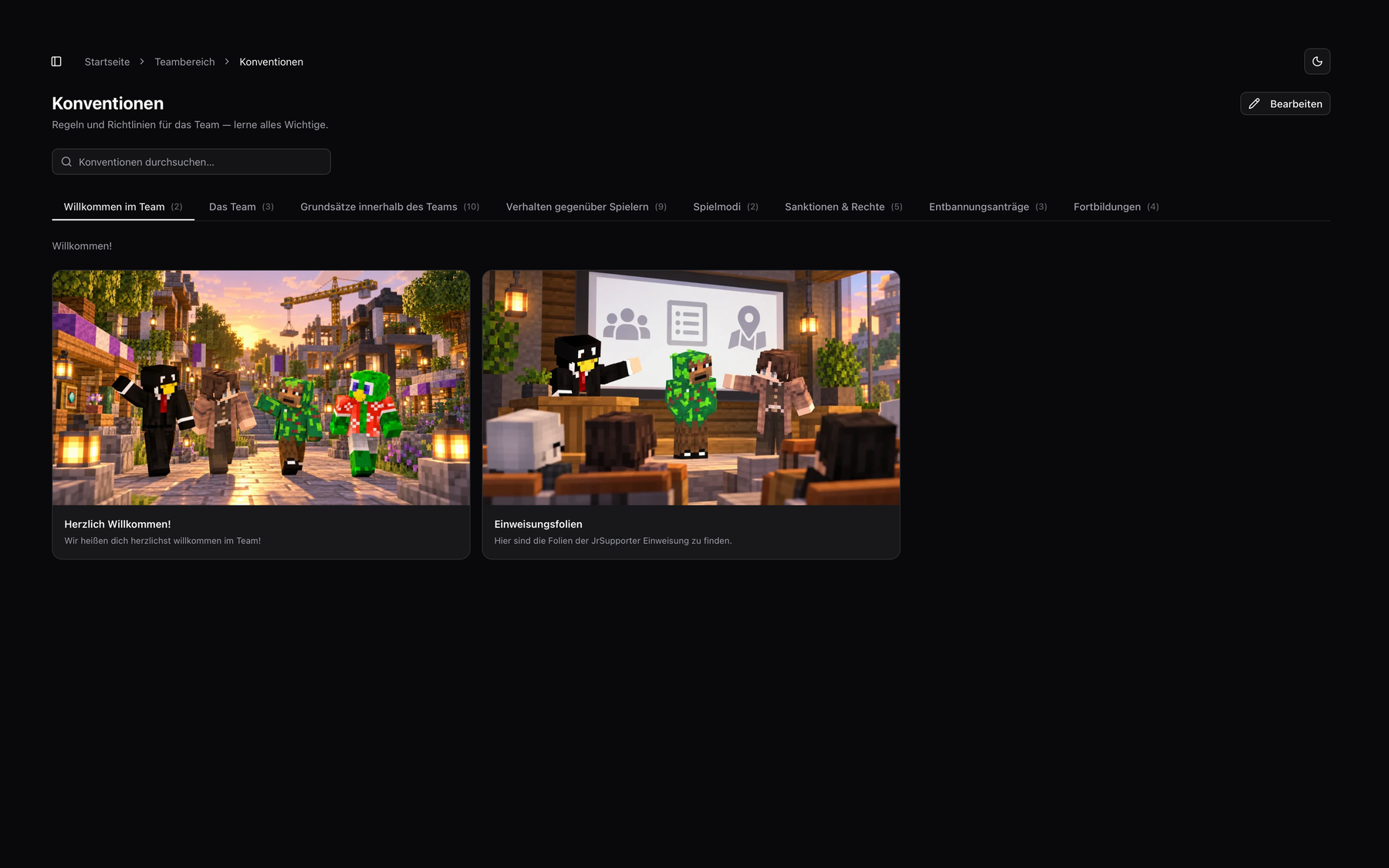 Admin panel · Conventions